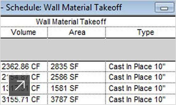 Use the parametric change engine in Revit to calculate and track material quantities