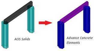 Any shape can be created using ACIS solids and converted into Autodesk Advance Concrete elements