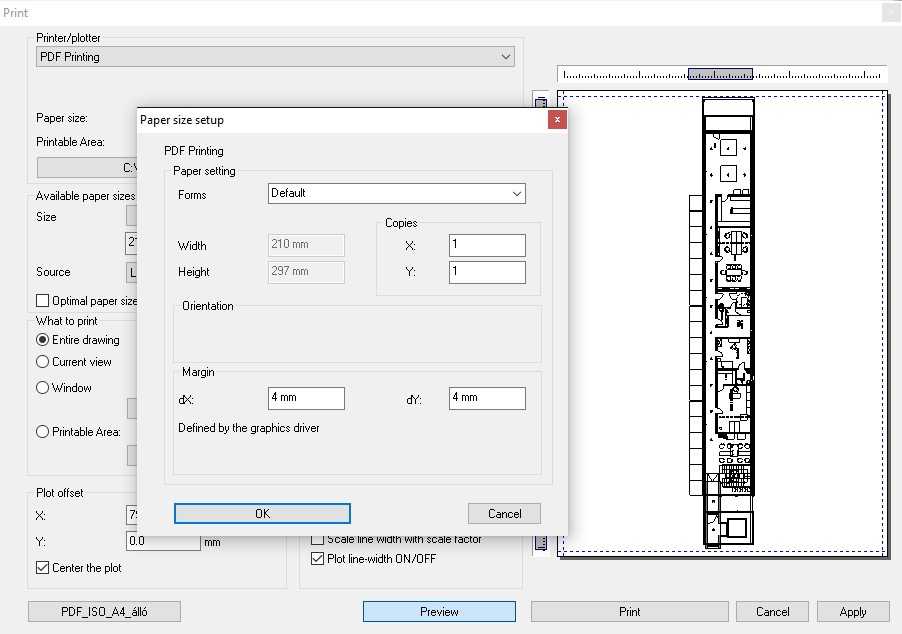 PDF margin setting