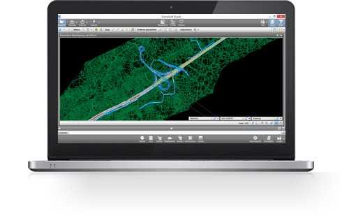 Managing road axis, road sections, triangles, massive points cloud with Sierrasoft Roads