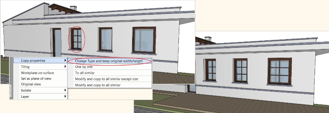 Changing window type while keeping the original size